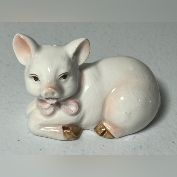 VTG Takakashi Pigs Salt & Pepper Shakers Pink Bow Farmhouse Cottage Core Japan - Picture 13 of 13